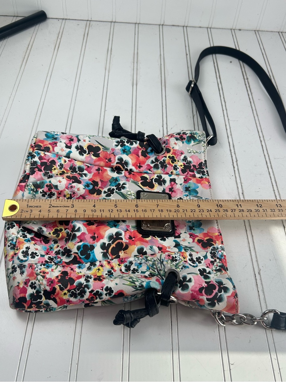 Nicole by Nicole Miller Vintage Y2K Mulyi Floral Shoulder Bag Black Strap - Picture 12 of 12
